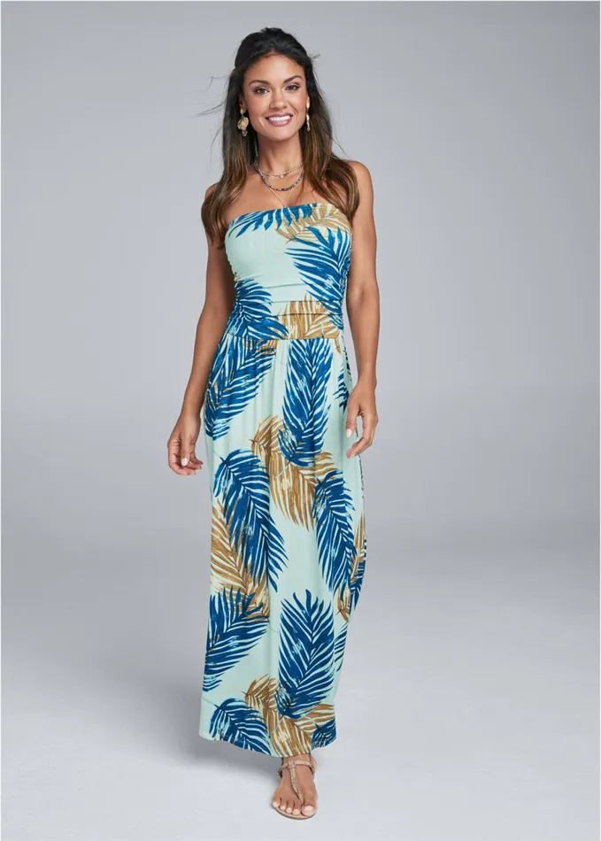 STRAPLESS MAXI DRESS Blue Multi Women VENUS Sundresses