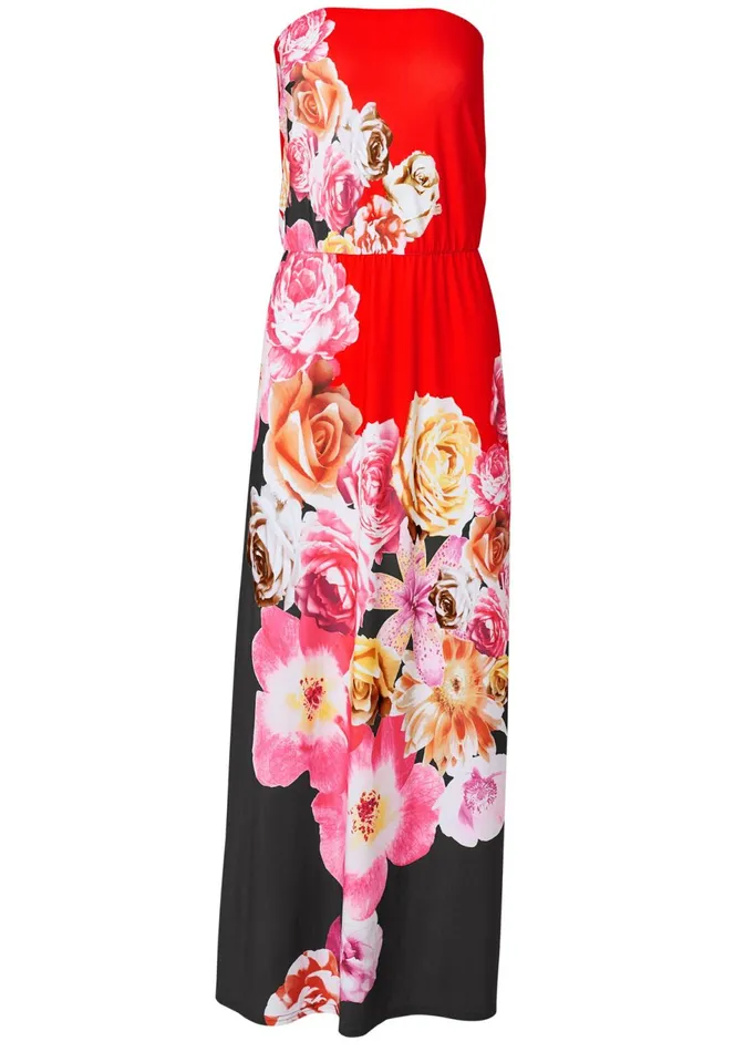 STRAPLESS PRINT MAXI DRESS Red Multi Women VENUS Sundresses