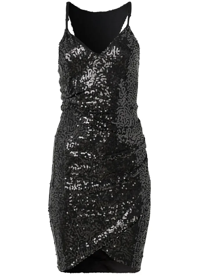 STRAPPY BACK SEQUIN DRESS Black Women VENUS Short Dresses