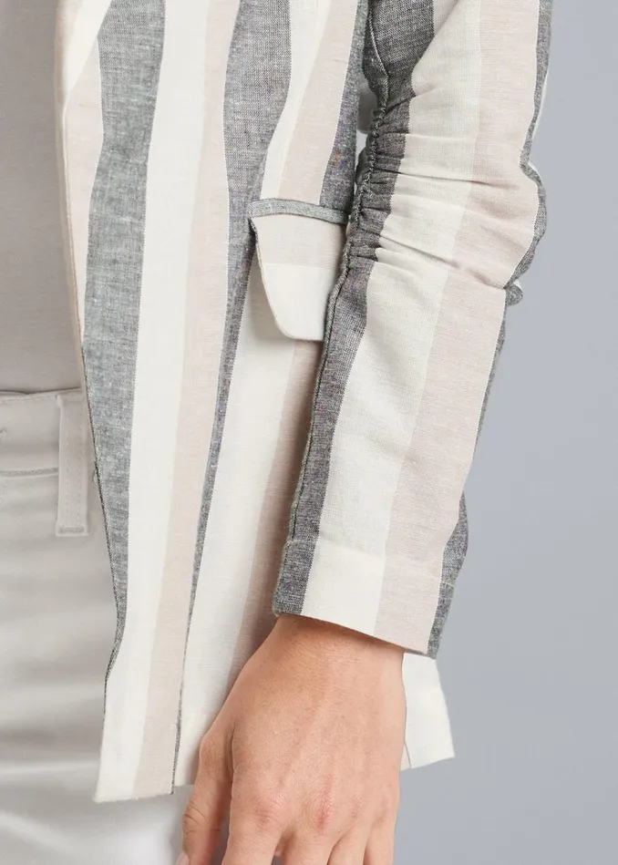 STRIPED LINEN BLAZER White Multi Women VENUS Jackets STRIPED LINEN BLAZER White Multi Women VENUS Jackets