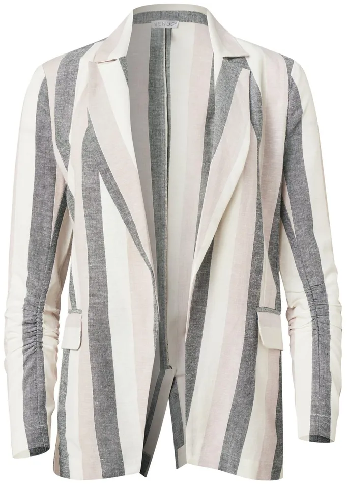 STRIPED LINEN BLAZER White Multi Women VENUS Jackets STRIPED LINEN BLAZER White Multi Women VENUS Jackets