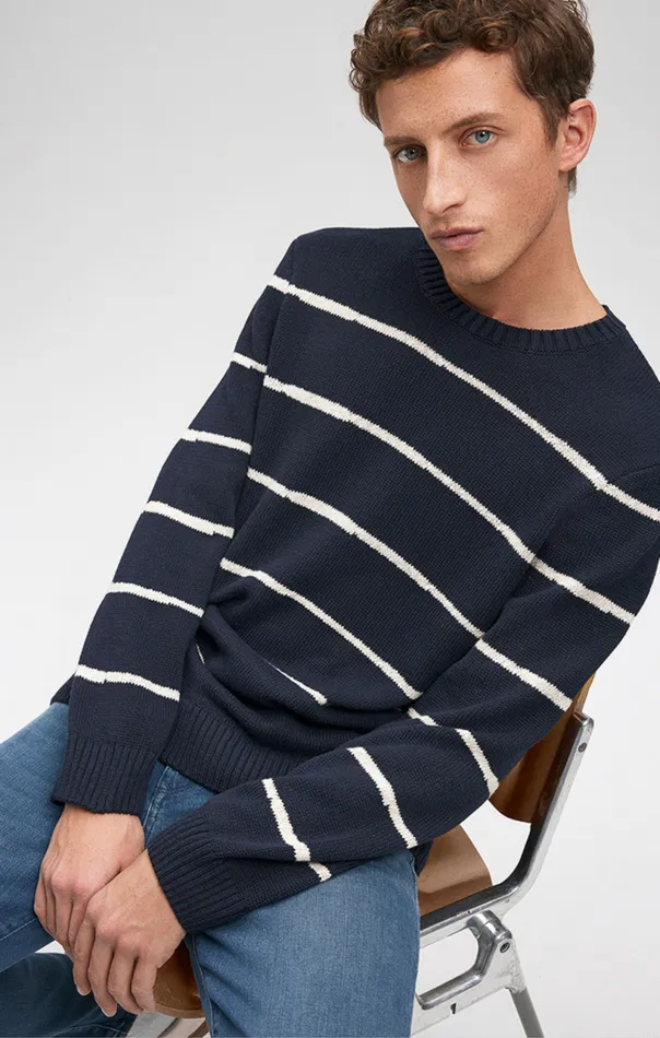 Striped Sweater In Navy Blazer Men Mavi Jeans Sweaters Striped Sweater In Navy Blazer Men Mavi Jeans Sweaters