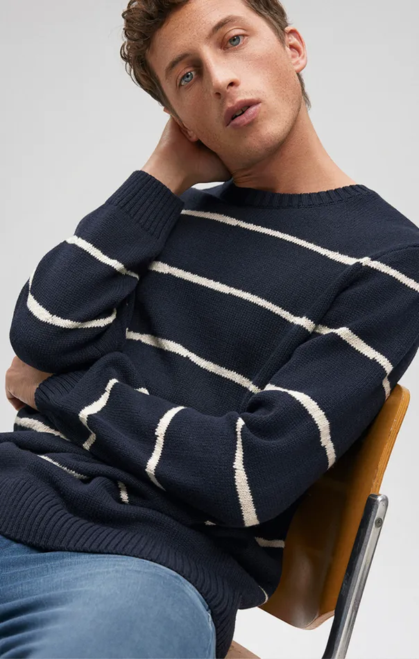 Striped Sweater In Navy Blazer Men Mavi Jeans Sweaters Striped Sweater In Navy Blazer Men Mavi Jeans Sweaters