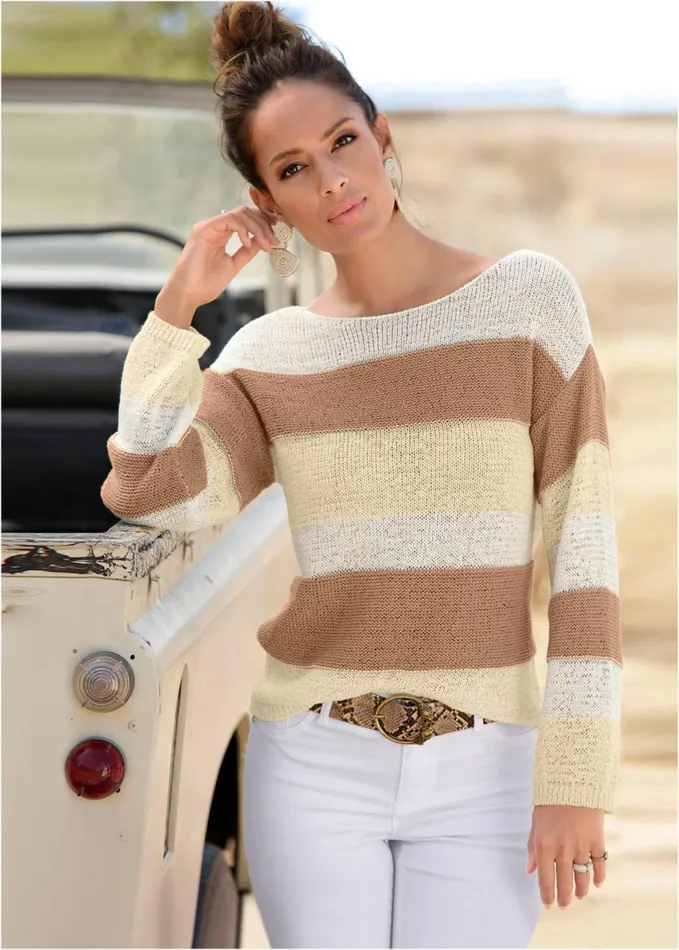 STRIPED SWEATER White Multi Women VENUS Pullover