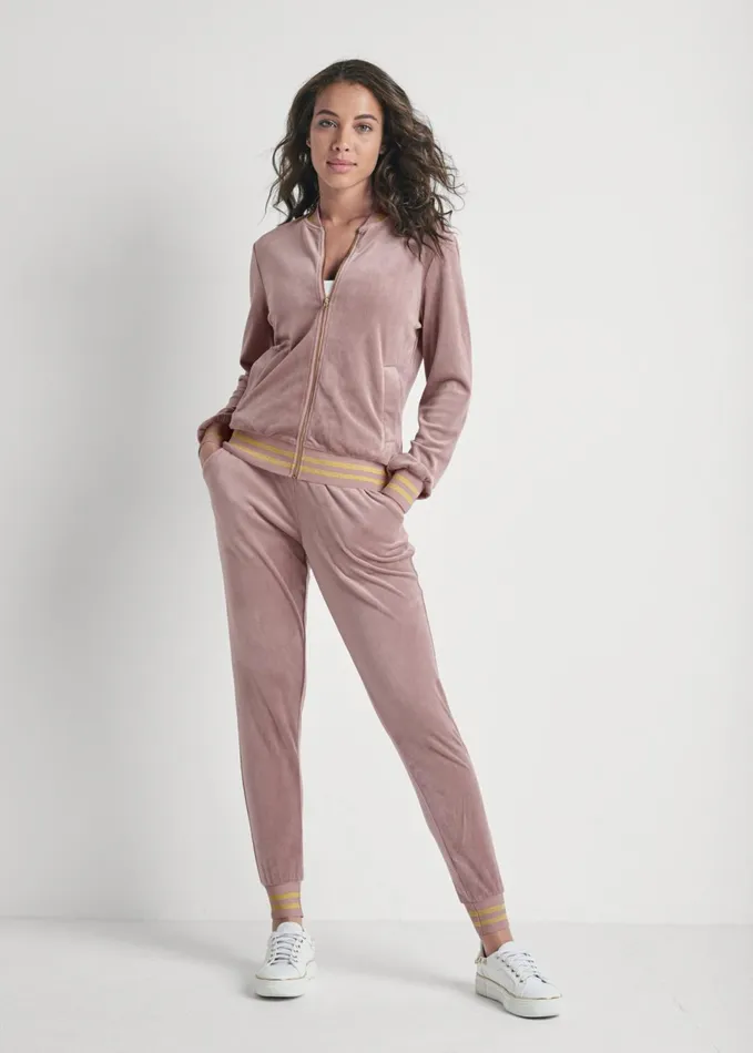 STRIPED VELOUR PANT SET Light Pink Women VENUS Bottoms