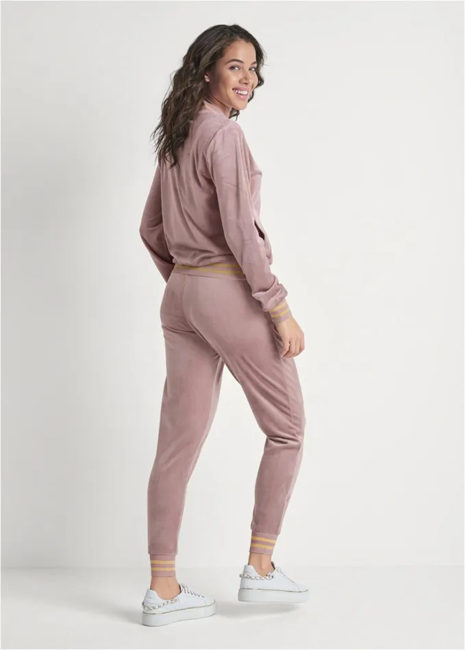 STRIPED VELOUR PANT SET Light Pink Women VENUS Bottoms
