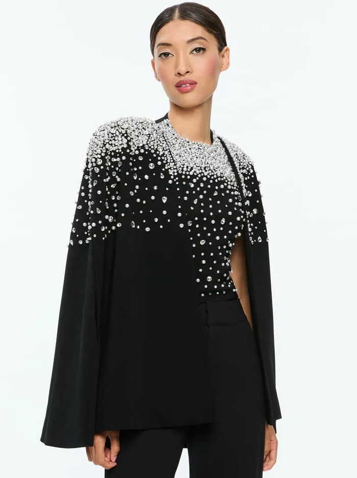 Suits Women Alice Olivia Kiesha Embellished Cape Blacksilver