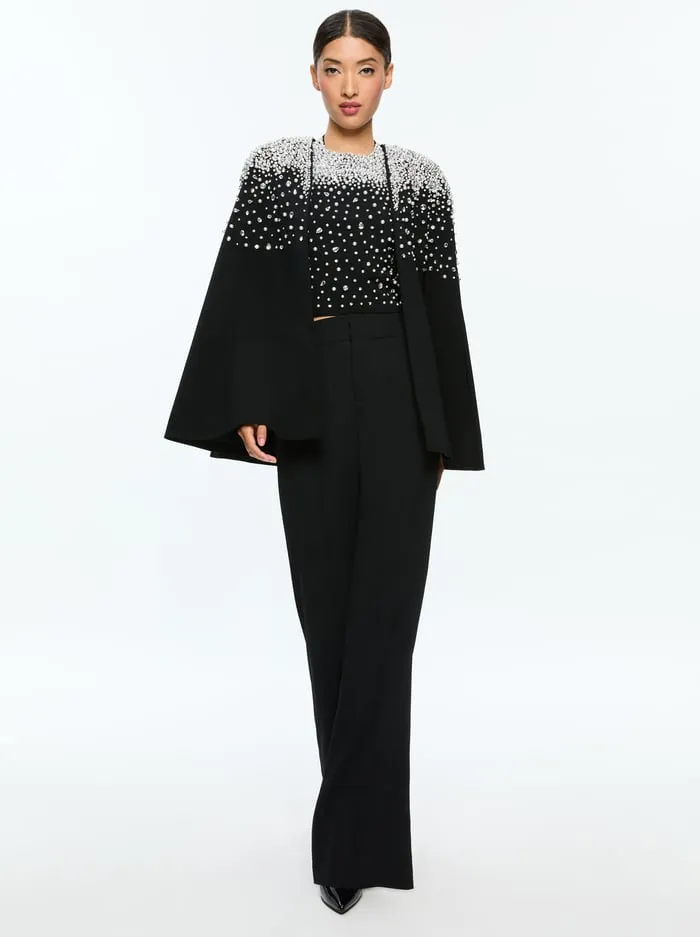Suits Women Alice Olivia Kiesha Embellished Cape Blacksilver