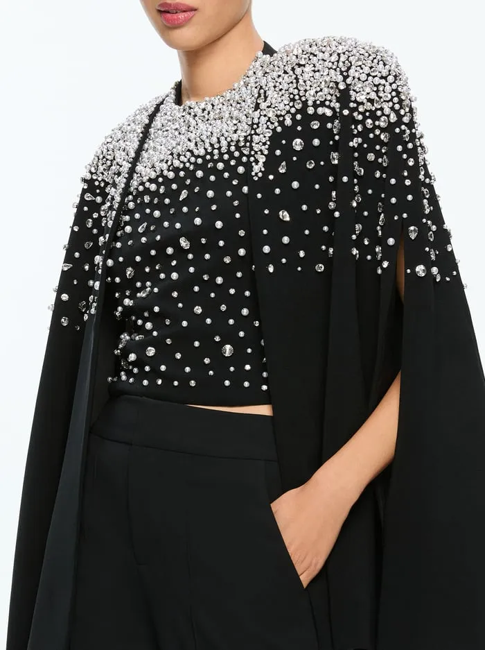 Suits Women Alice Olivia Kiesha Embellished Cape Blacksilver