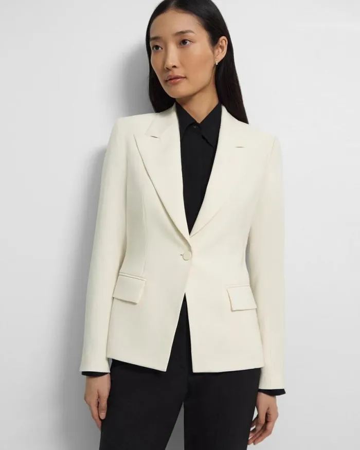 Suits Women Theory Angled Blazer In Admiral Crepe Rice
