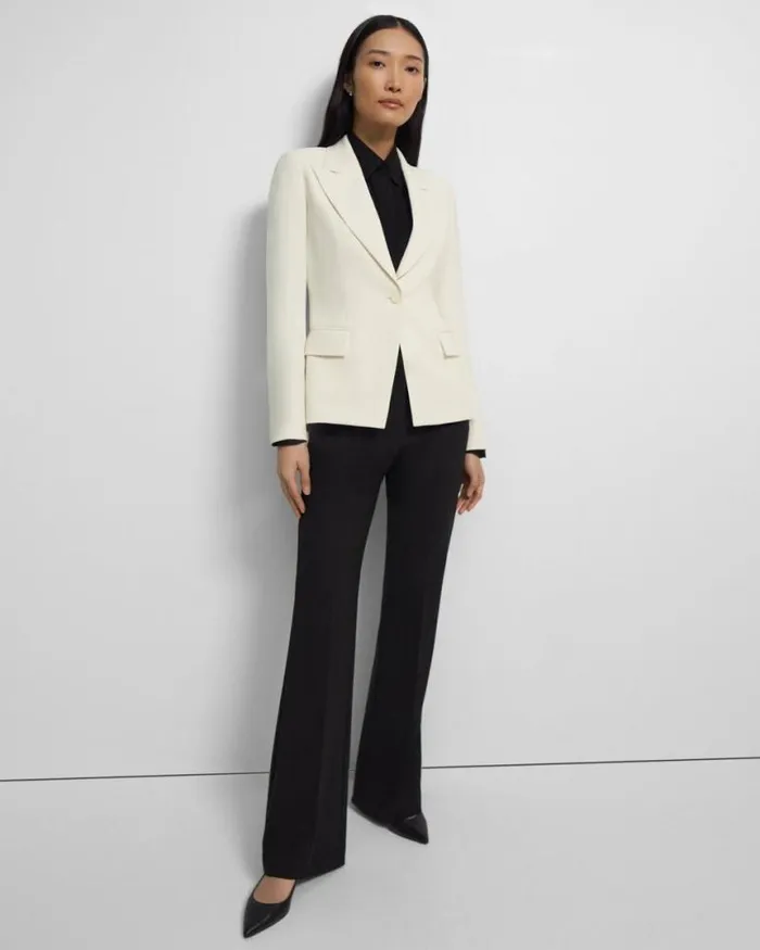 Suits Women Theory Angled Blazer In Admiral Crepe Rice