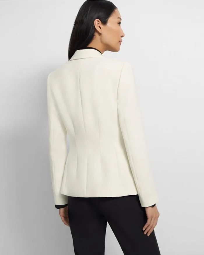 Suits Women Theory Angled Blazer In Admiral Crepe Rice