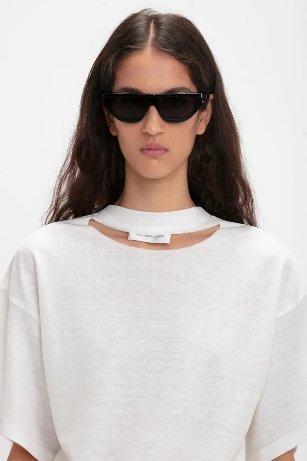 Sunglasses Women Victoria Beckham Layered Lens Visor Sunglasses In Black