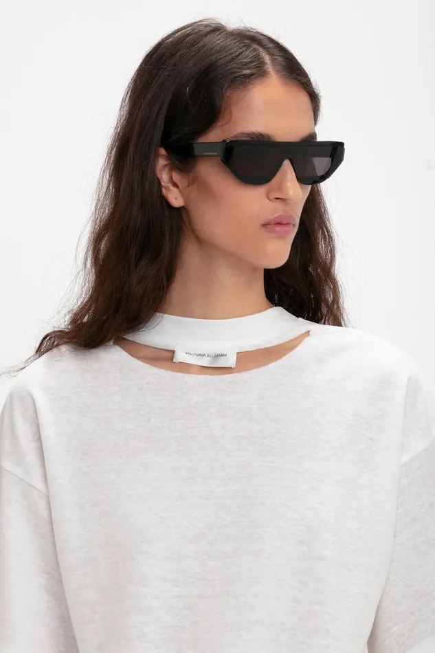 Sunglasses Women Victoria Beckham Layered Lens Visor Sunglasses In Black