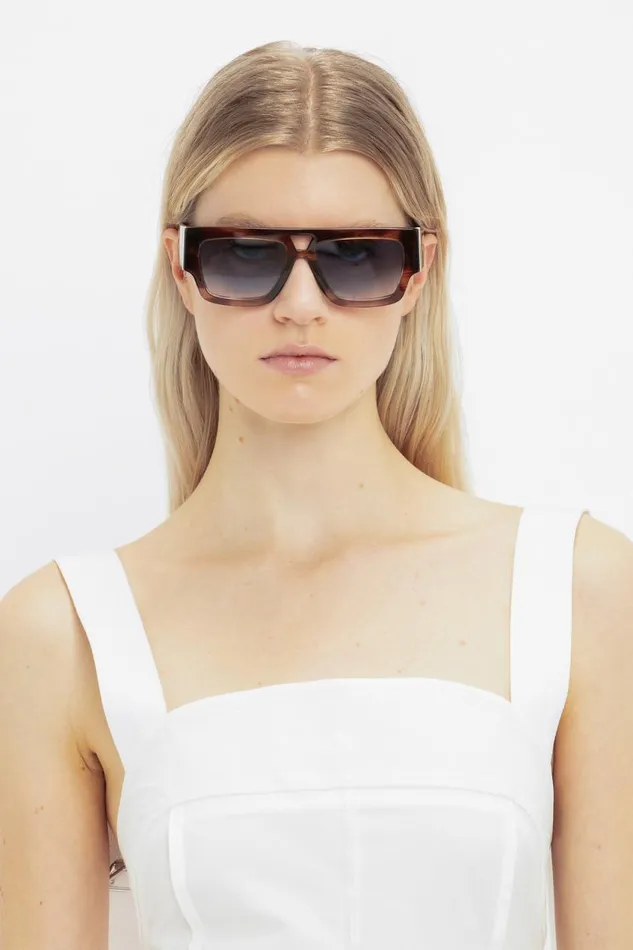 Sunglasses Women Victoria Beckham V Plaque Frame Sunglasses In Dark Brown Horn Sunglasses Women Victoria Beckham V Plaque Frame Sunglasses In Dark Brown Horn
