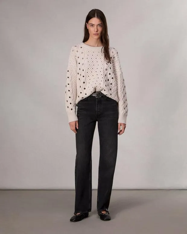 Sweaters and Sweatshirts Women Rag and Bone Kat CableKnit Sweater Ivory