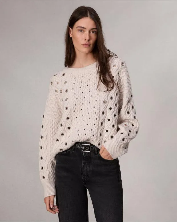 Sweaters and Sweatshirts Women Rag and Bone Kat CableKnit Sweater Ivory