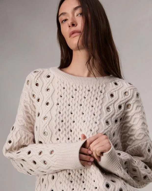 Sweaters and Sweatshirts Women Rag and Bone Kat CableKnit Sweater Ivory