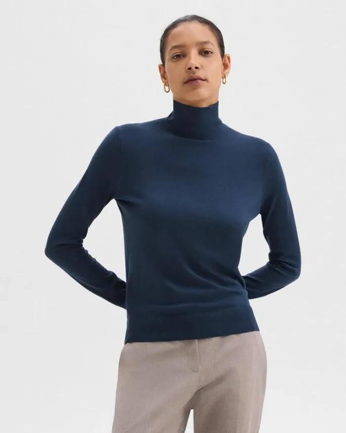 Sweaters Cardigans Women Theory Turtleneck Sweater In Regal Wool Ash Blue