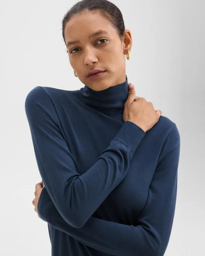 Sweaters Cardigans Women Theory Turtleneck Sweater In Regal Wool Ash Blue