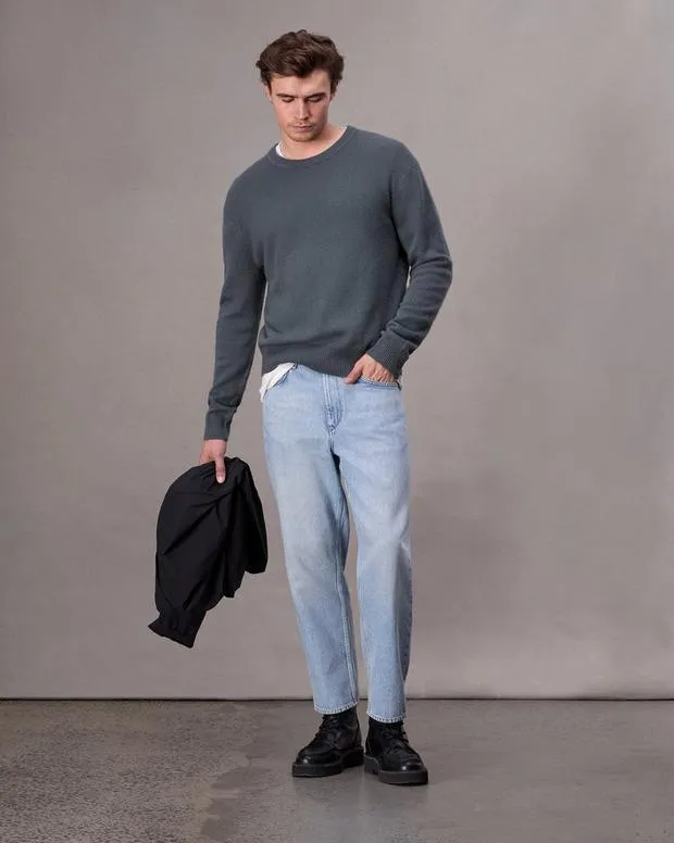 Sweaters Men Rag and Bone Downing Cashmere Sweater Shark Blue