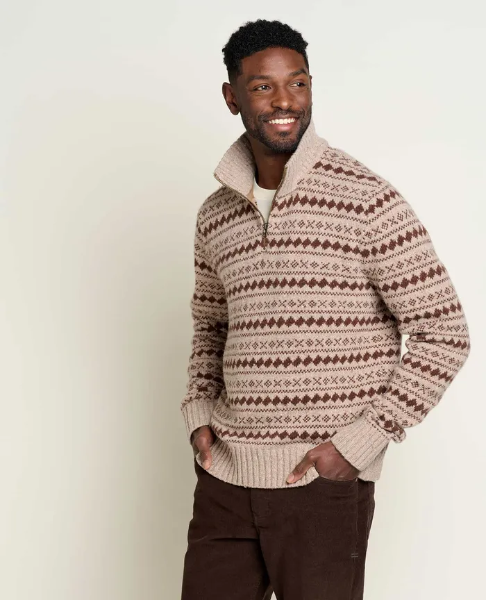 Sweaters ToadandCo Men8217s Men8217s Wilde 14 Zip Sweater Honey Brown