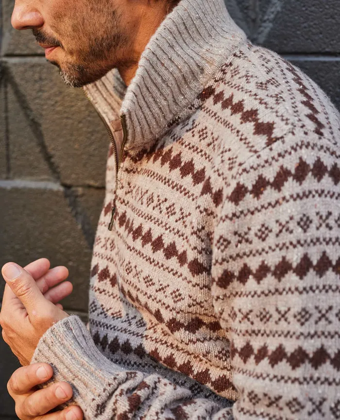 Sweaters ToadandCo Men8217s Men8217s Wilde 14 Zip Sweater Honey Brown