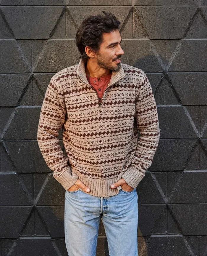 Sweaters ToadandCo Men8217s Men8217s Wilde 14 Zip Sweater Honey Brown