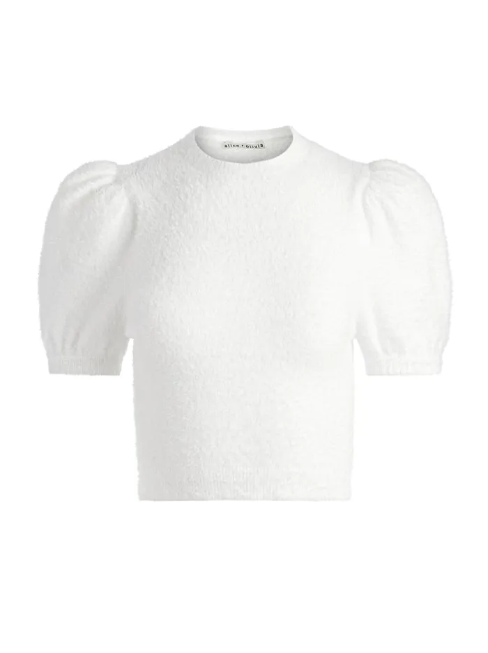 Sweaters Women Alice Olivia Ciara Puff Sleeve Sweater Soft White