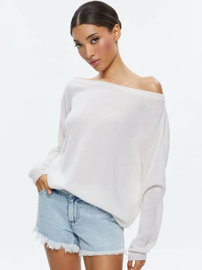 Sweaters Women Alice Olivia Marg Cashmere Slouchy Pullover Ecru