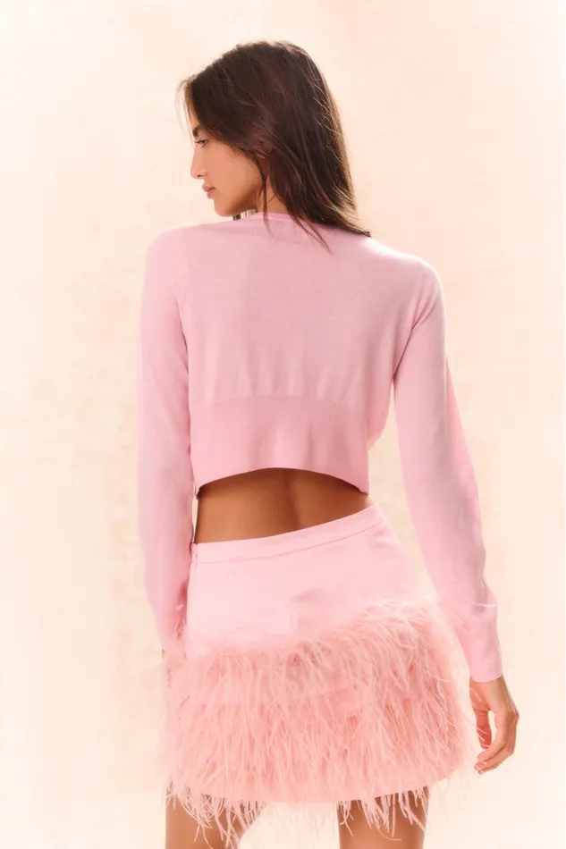 Sweaters WomenKids LoveShackFancy Modine Embellished Wool Cardigan Pink Frosting