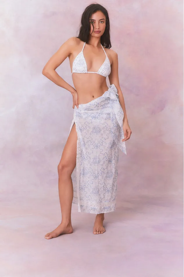 Swim Women LoveShackFancy Emabella Whimsical Bow Pareo Blissful Blue