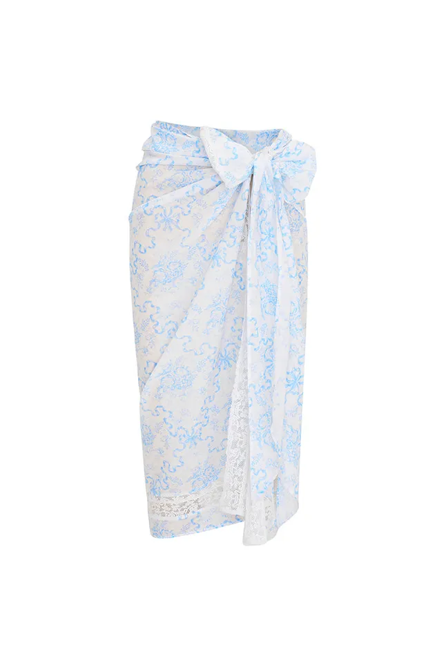 Swim Women LoveShackFancy Emabella Whimsical Bow Pareo Blissful Blue