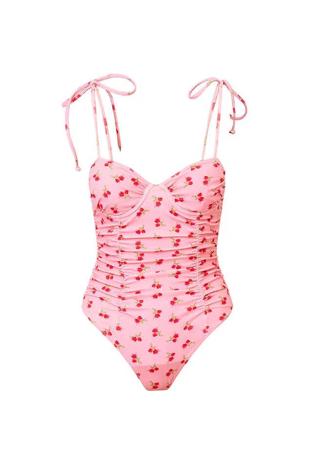 Swim Women LoveShackFancy Sorella Cherry Print One Piece Swimsuit Cherry Pink
