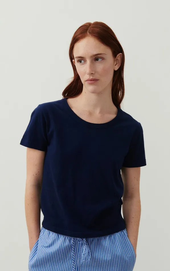 TShirt Gamipy Navy Women American Vintage Short Sleeve TShirts