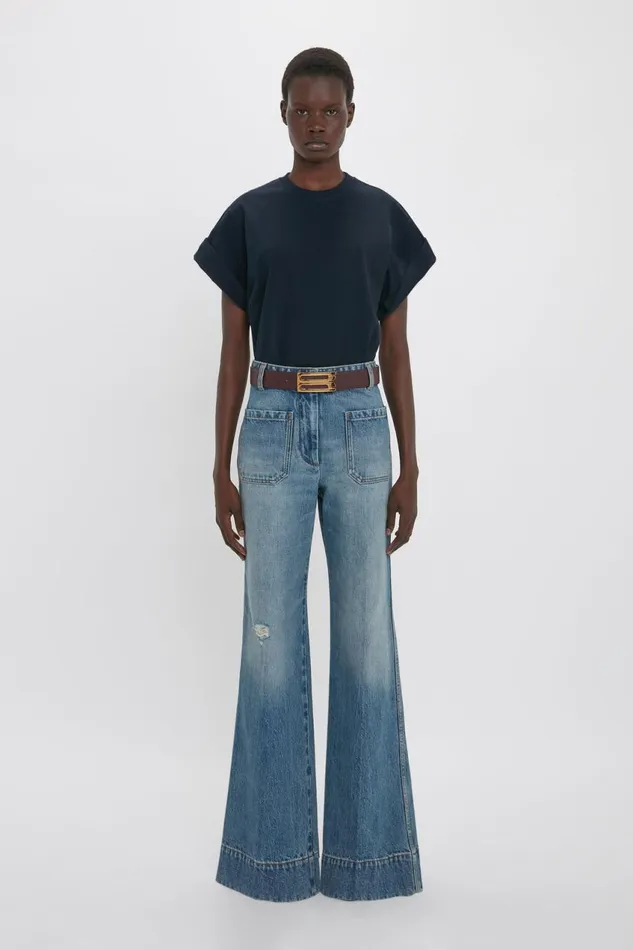TShirts and Sweatshirts Women Victoria Beckham Asymmetric Relaxed Fit TShirt In Navy TShirts and Sweatshirts Women Victoria Beckham Asymmetric Relaxed Fit TShirt In Navy