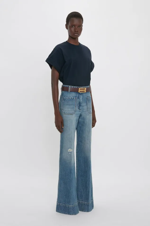 TShirts and Sweatshirts Women Victoria Beckham Asymmetric Relaxed Fit TShirt In Navy