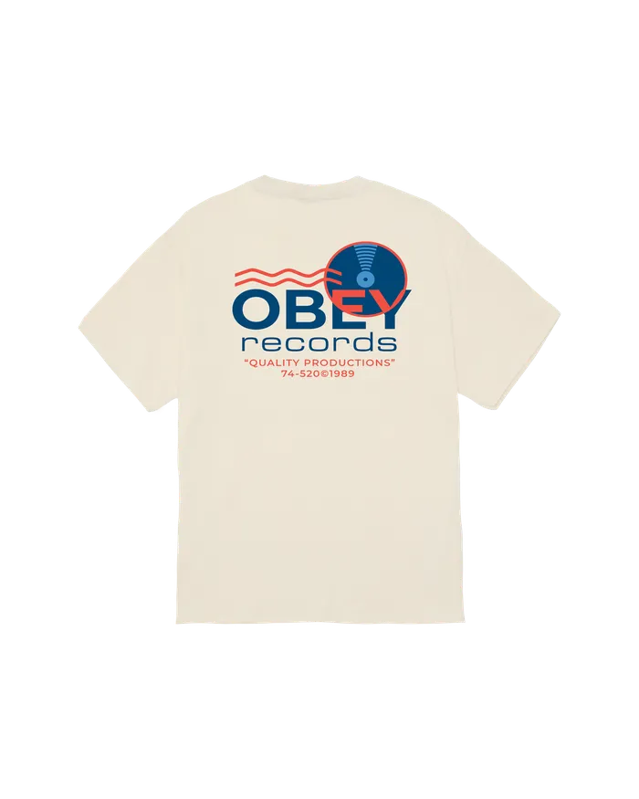 TSHIRTS OBEY RECORDS SOUND WAVES CLASSIC TSHIRT Cream 8211 OBEY Clothing Men