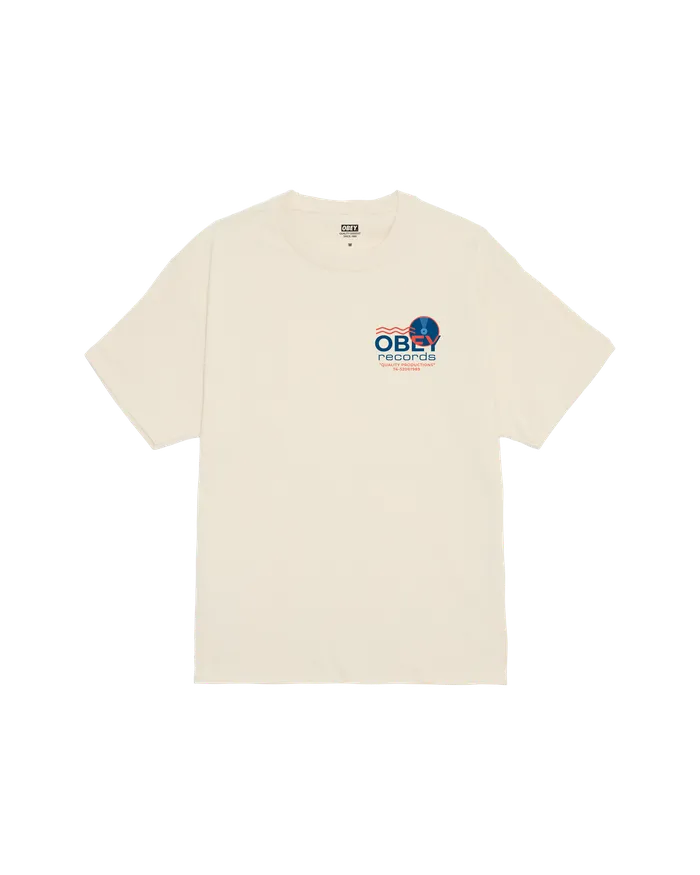 TSHIRTS OBEY RECORDS SOUND WAVES CLASSIC TSHIRT Cream 8211 OBEY Clothing Men