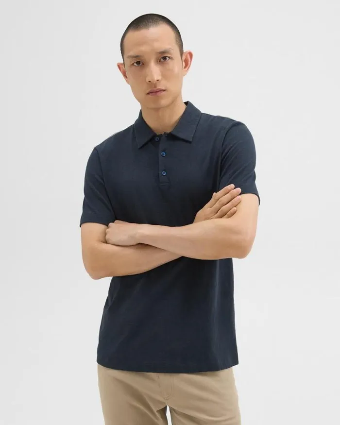 TShirts Polos Men Theory Bron Polo Shirt In Cosmos Slub Cotton Eclipse