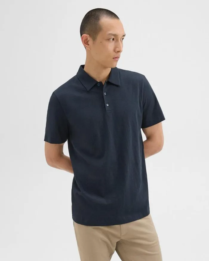 TShirts Polos Men Theory Bron Polo Shirt In Cosmos Slub Cotton Eclipse TShirts Polos Men Theory Bron Polo Shirt In Cosmos Slub Cotton Eclipse