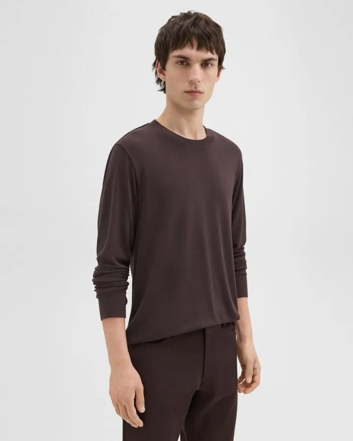 TShirts Polos Men Theory Essential LongSleeve Tee In Anemone Modal Jersey Hickory TShirts Polos Men Theory Essential LongSleeve Tee In Anemone Modal Jersey Hickory