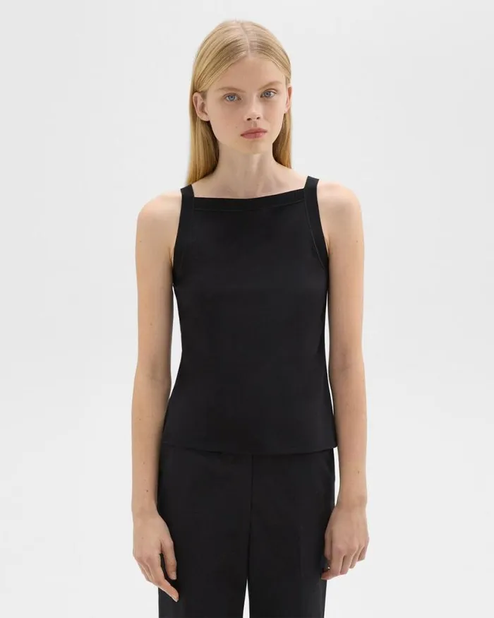 TShirts Tank Tops Women Theory Square Neck Tank In Interlock Knit Black