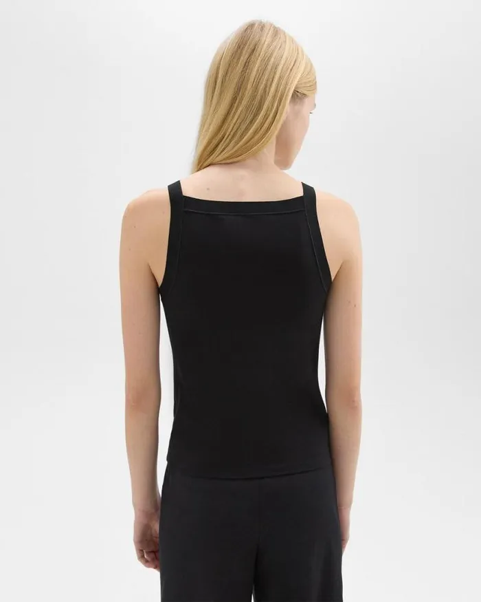 TShirts Tank Tops Women Theory Square Neck Tank In Interlock Knit Black TShirts Tank Tops Women Theory Square Neck Tank In Interlock Knit Black