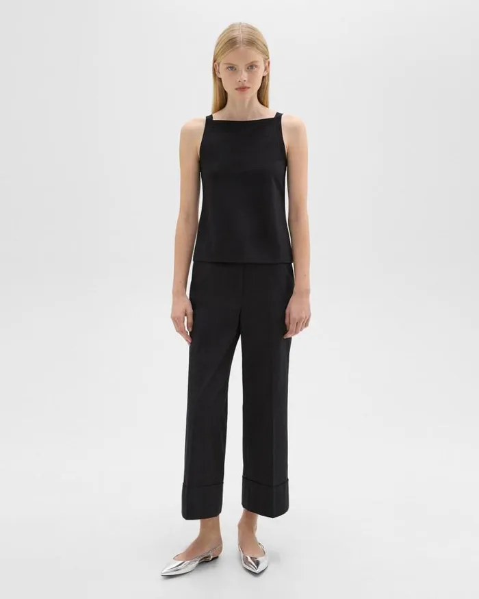 TShirts Tank Tops Women Theory Square Neck Tank In Interlock Knit Black TShirts Tank Tops Women Theory Square Neck Tank In Interlock Knit Black