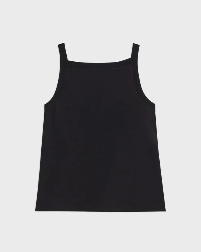 TShirts Tank Tops Women Theory Square Neck Tank In Interlock Knit Black TShirts Tank Tops Women Theory Square Neck Tank In Interlock Knit Black