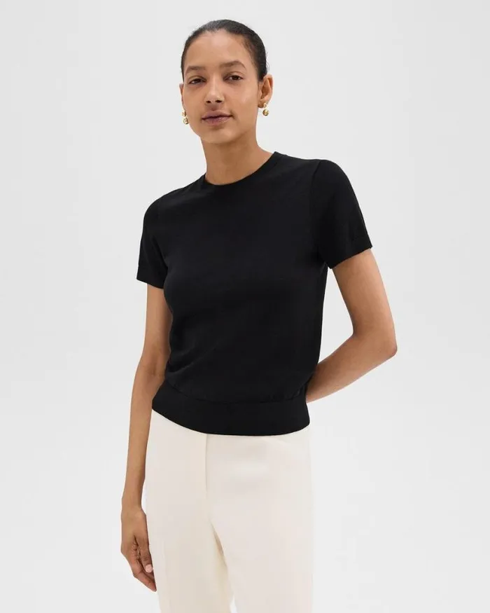 TShirts Tank Tops Women Theory Sweater Tee In Regal Wool Black