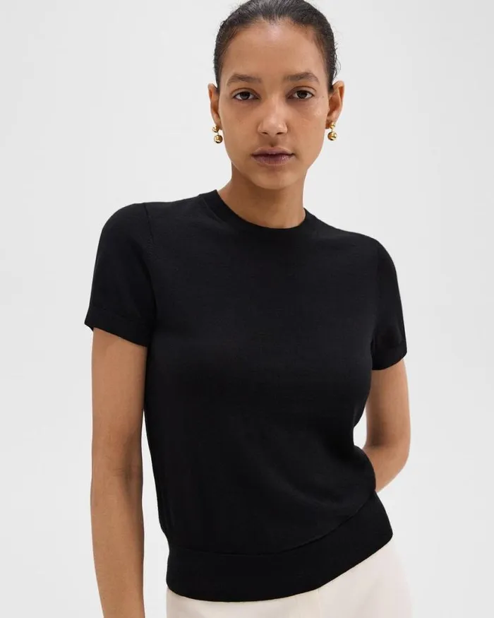 TShirts Tank Tops Women Theory Sweater Tee In Regal Wool Black