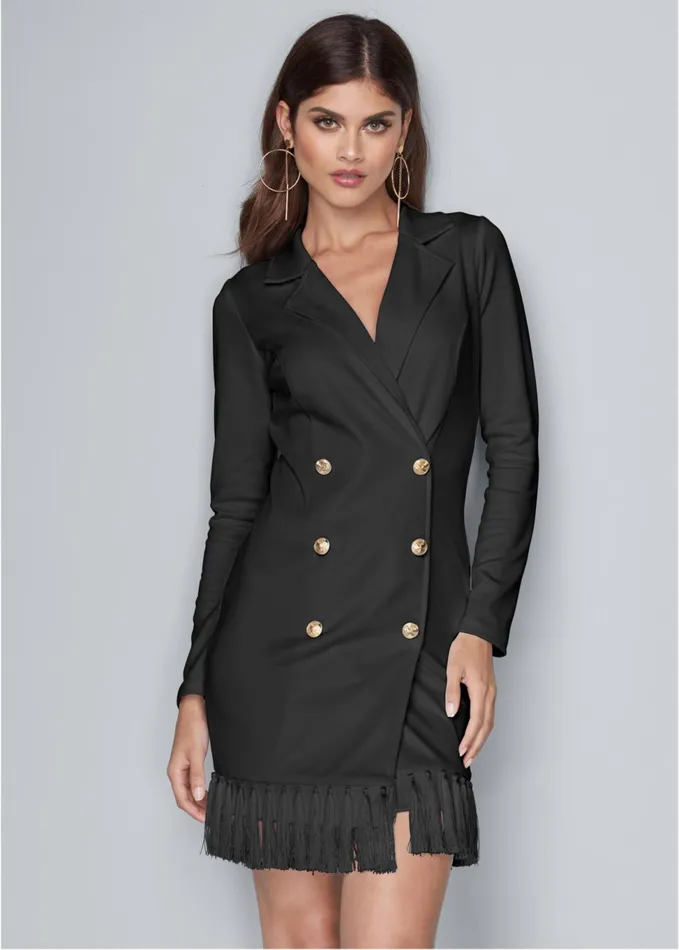 TASSEL COAT DRESS Black Women VENUS Short Dresses