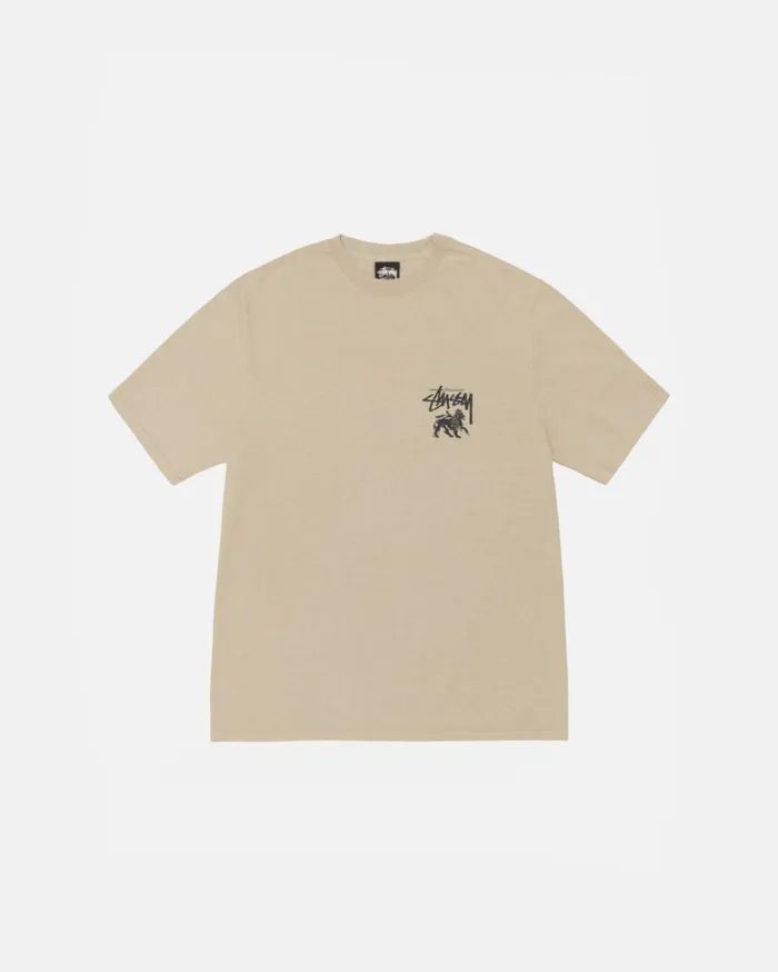 Tees MenWomen Stussy RASTA LION TEE PIGMENT DYED Khaki